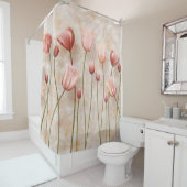 Marmer met claret tulpen: delicaat. douchegordijn (In situ)