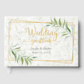 Marmer met Eucalyptus Greenery Gold Wedding Gastenboek (Voorkant)