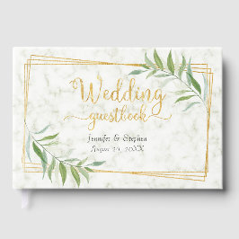 Marmer met Eucalyptus Greenery Gold Wedding Gastenboek