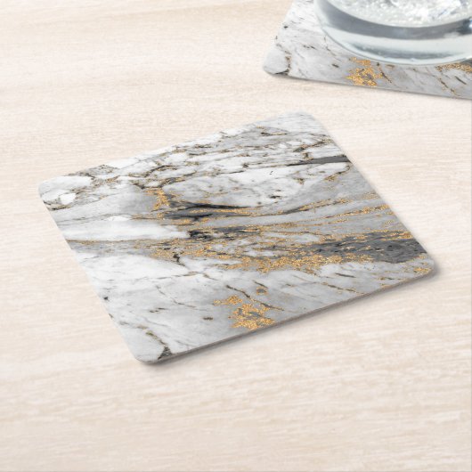 Marmer met Gold Slab Modern  Kartonnen Onderzetters (Schuin)