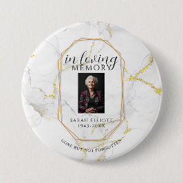 Marmer met gouden herinnering aan een geliefde  ronde button 7,6 cm