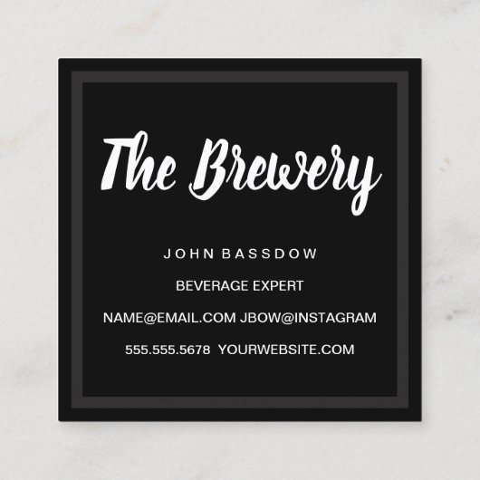 Marmer met houten afwerking en monogram vierkante visitekaartje (Achterkant)