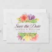 Marmer met levendige bloemen Save the Date (Voorkant)