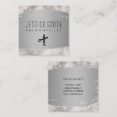 Marmer Metaal Geborsteld | Haarstylist Vierkante Visitekaartje (Voorkant / Achterkant)