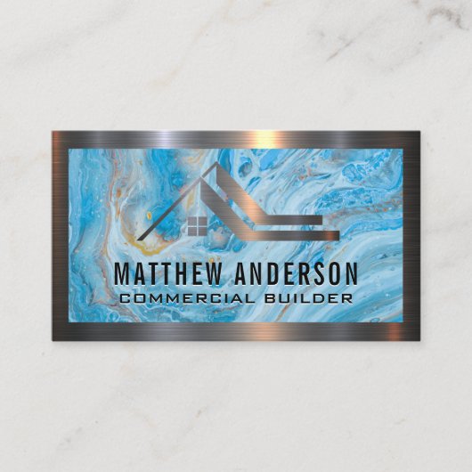 Marmer | Metaal | Vastgoedlogo Visitekaartje (Voorkant)