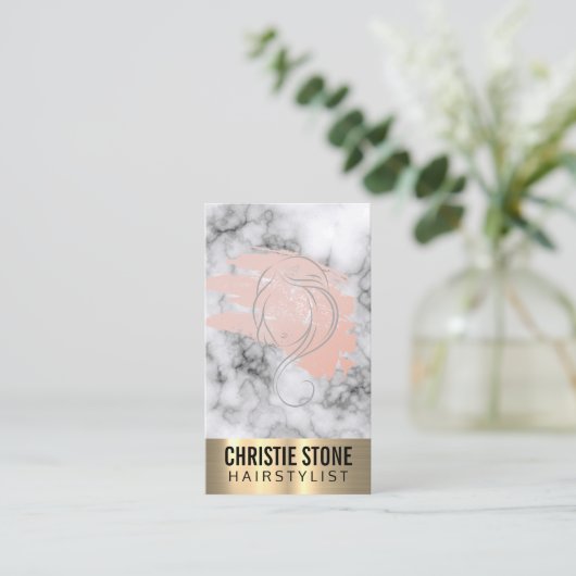 Marmer | Metalen Afwerking Schoonheidsspecialiste  Visitekaartje (Staand voorkant)