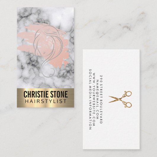 Marmer | Metalen Afwerking Schoonheidsspecialiste  Visitekaartje (Voorkant / Achterkant)