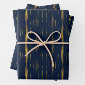 Marmer Metallic Gold Pinstripes tegen Navy Blue Inpakpapier Vel (In situ)