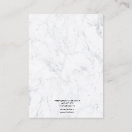 Marmer-minimalistisch elegant juwelenaarscherm visitekaartje (Achterkant)