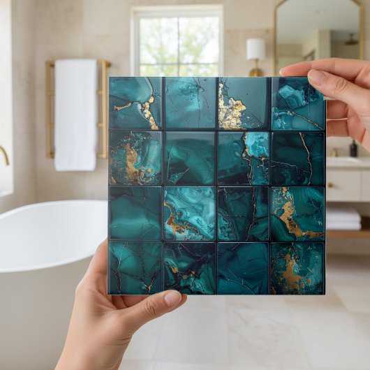 Marmer Mix 4x4 Vierkanten Teal ID1186b Tegeltje