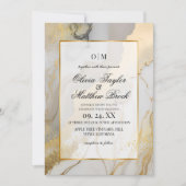 Marmer Modern Beige grijs en goud bruiloft Kaart (Voorkant)