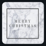 Marmer Modern Minimal Merry Christmas-Sticker Vierkante Sticker<br><div class="desc">Een ingetogen maar elegante stempel om toe te voegen aan uw geschenken en kaarten dit vakantieseizoen.</div>