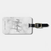 Marmer Modern Script Gepersonaliseerde Groomsmen Bagagelabel (Voorkant horizontaal)