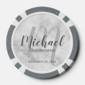Marmer Modern Script Gepersonaliseerde Groomsmen Poker Chips (Achterkant)