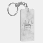 Marmer Modern Script Gepersonaliseerde Groomsmen Sleutelhanger (Voorkant Links)