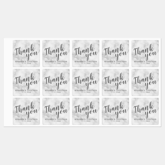 Marmer Modern Script Wedding Favor Dank je Labels (Vel)