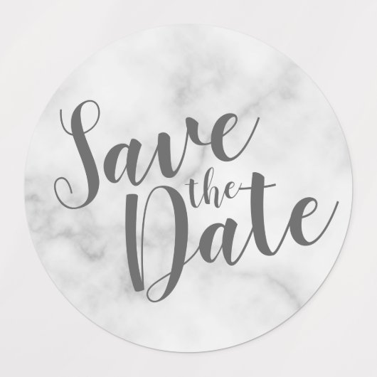 Marmer Modern Script Wedding Sla de datumlabels op Labels (Design 1)