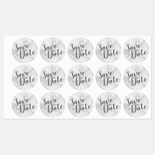 Marmer Modern Script Wedding Sla de datumlabels op Labels (Vel)