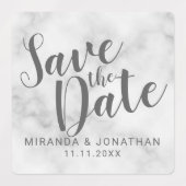 Marmer Modern Script Wedding Sla de datumlabels op Labels (Design 2)