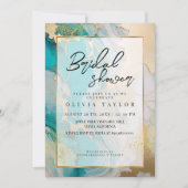 Marmer Modern Turquoise en gouden Vrijgezellenfees Kaart (Voorkant)