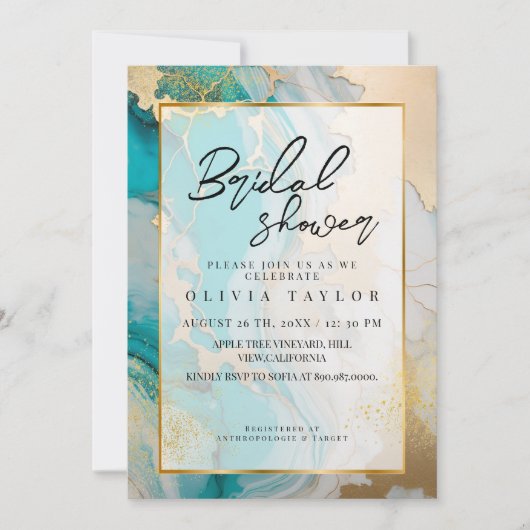 Marmer Modern Turquoise en gouden Vrijgezellenfees Kaart (Voorkant)