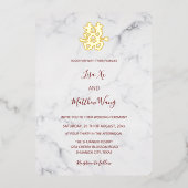 Marmer Moderne Chinese bruiloft Folie Uitnodiging (Voorkant)