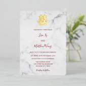 Marmer Moderne Chinese bruiloft Folie Uitnodiging (Staand Voorkant)