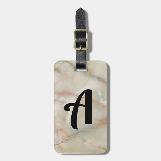 Marmer Monogram Aangepaste naam Initiaal Gift Bagagelabel (Voorkant verticaal)
