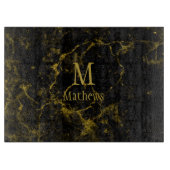 Marmer Monogram Black Gold Snijplank (Voorkant)