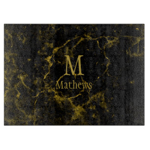 Marmer Monogram Black Gold  Snijplank