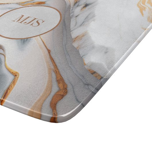 Marmer Monogram Glass Snijplank (Hoek)