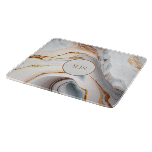 Marmer Monogram Glass Snijplank (Hoek)