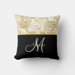 Marmer Monogram Goud Wit Zwart Kussen