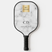 Marmer monogram initiaal naam bedrijf logo pickleball paddle (Voorkant)