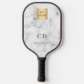 Marmer monogram initiaal naam bedrijf logo pickleball paddle (Achterkant)