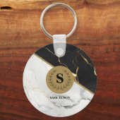 Marmer Monogrammed Tijdloos Sleutelhanger (Achterkant)