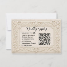 Marmer Mystiek QR Code Huwelijks RSVP Kaart