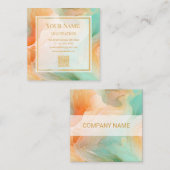 Marmer naadloos patroon terracotta vierkante visitekaartje (Voorkant / Achterkant)