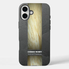 Marmer Naam Textuur in Aardetinten iPhone 16 Plus Hoesje