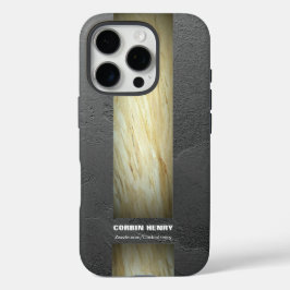 Marmer Naam Textuur in Aardetonen iPhone 16 Pro Hoesje