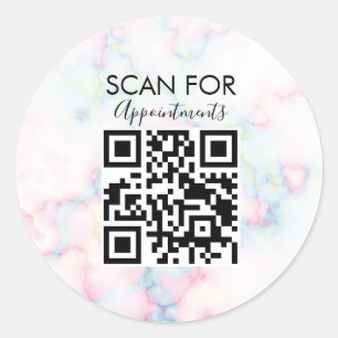 Marmer Nagel Salon Afspraken QR Code   Ronde Sticker