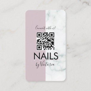 Marmer Nagelsalon Beauty Kleurblok Blush QR-code  Visitekaartje