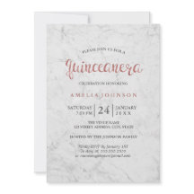 Marmer nama-roze gouden Quinceanera uitnodiging