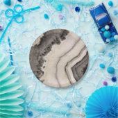 Marmer natuurlijke zwarte witte agaat edelsteen papieren bordje (Feest)