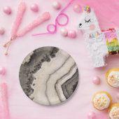 Marmer natuurlijke zwarte witte agaat edelsteen papieren bordje (Feest)