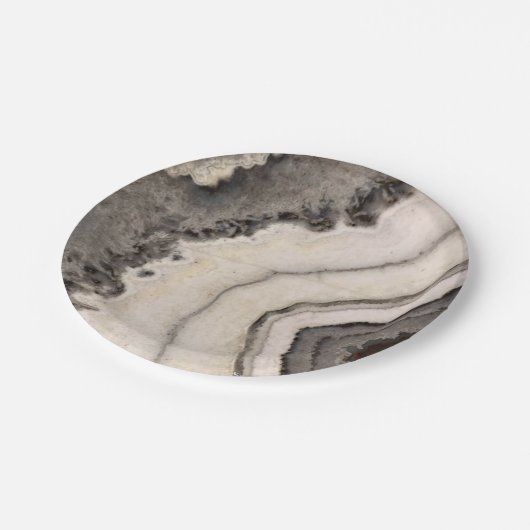 Marmer natuurlijke zwarte witte agaat edelsteen papieren bordje (Gekanteld)