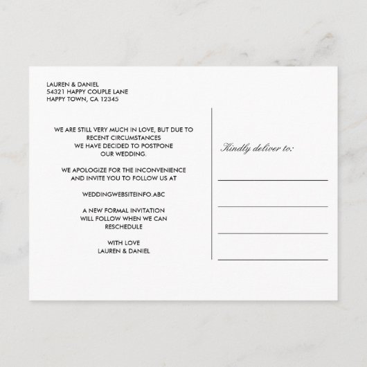 Marmer Navy Blue glitterscript wijzig datum Aankondigingskaart (Achterkant)