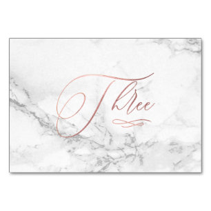 Marmer Nep Rose Goud Romantische Calligrafie Drie Kaart
