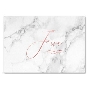 Marmer Nep Rose Goud Romantische Calligrafie Vijf  Kaart