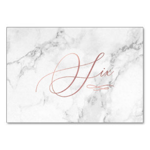 Marmer Nep Rose Goud Romantische Calligrafie Zes 6 Kaart